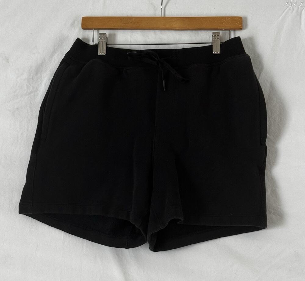 Lululemon Steady State Sweat Shorts Black M Men's 5" Inseam Cotton/Poly